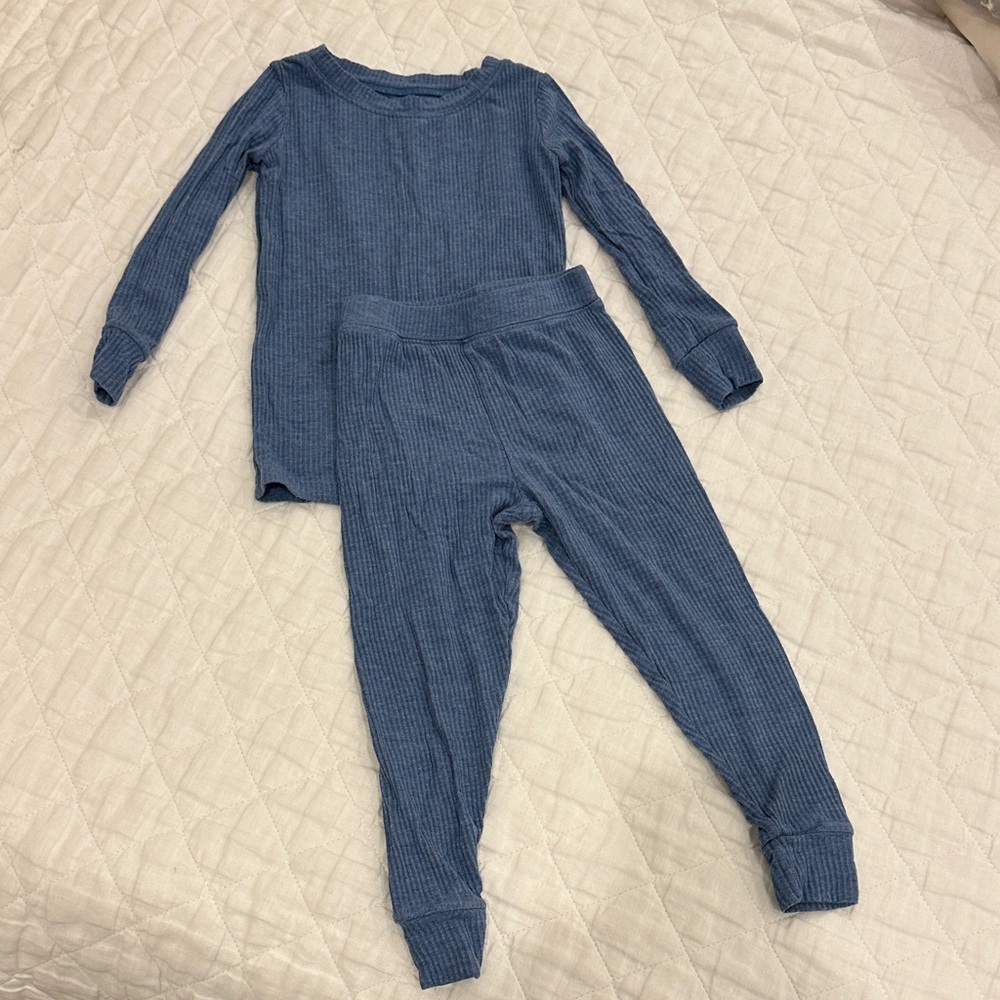 Little Sleepies Ribbed Blue Pajama Set